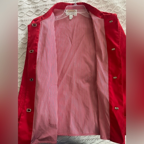 Talbots Petite Red Women's Cotton Jacket with Pinstripe Lining Women’s size L - Picture 2 of 14